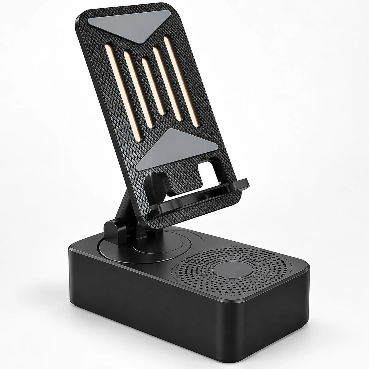 3-in-1 Rotating Phone Stand with Bluetooth Speaker and Power Bank - product view