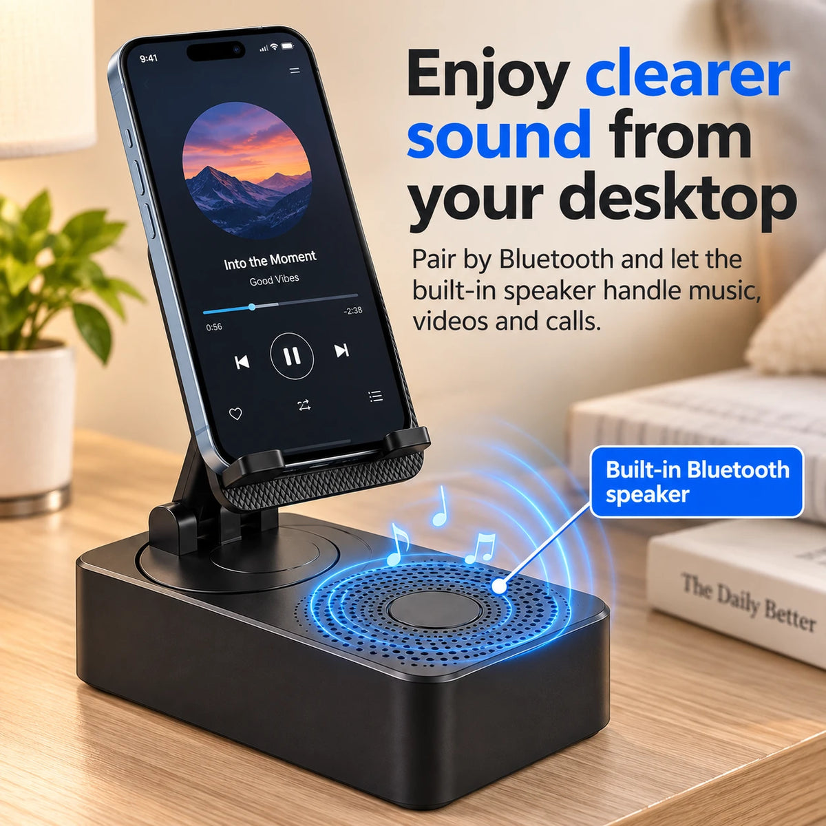 Built-in Bluetooth speaker for music videos and calls