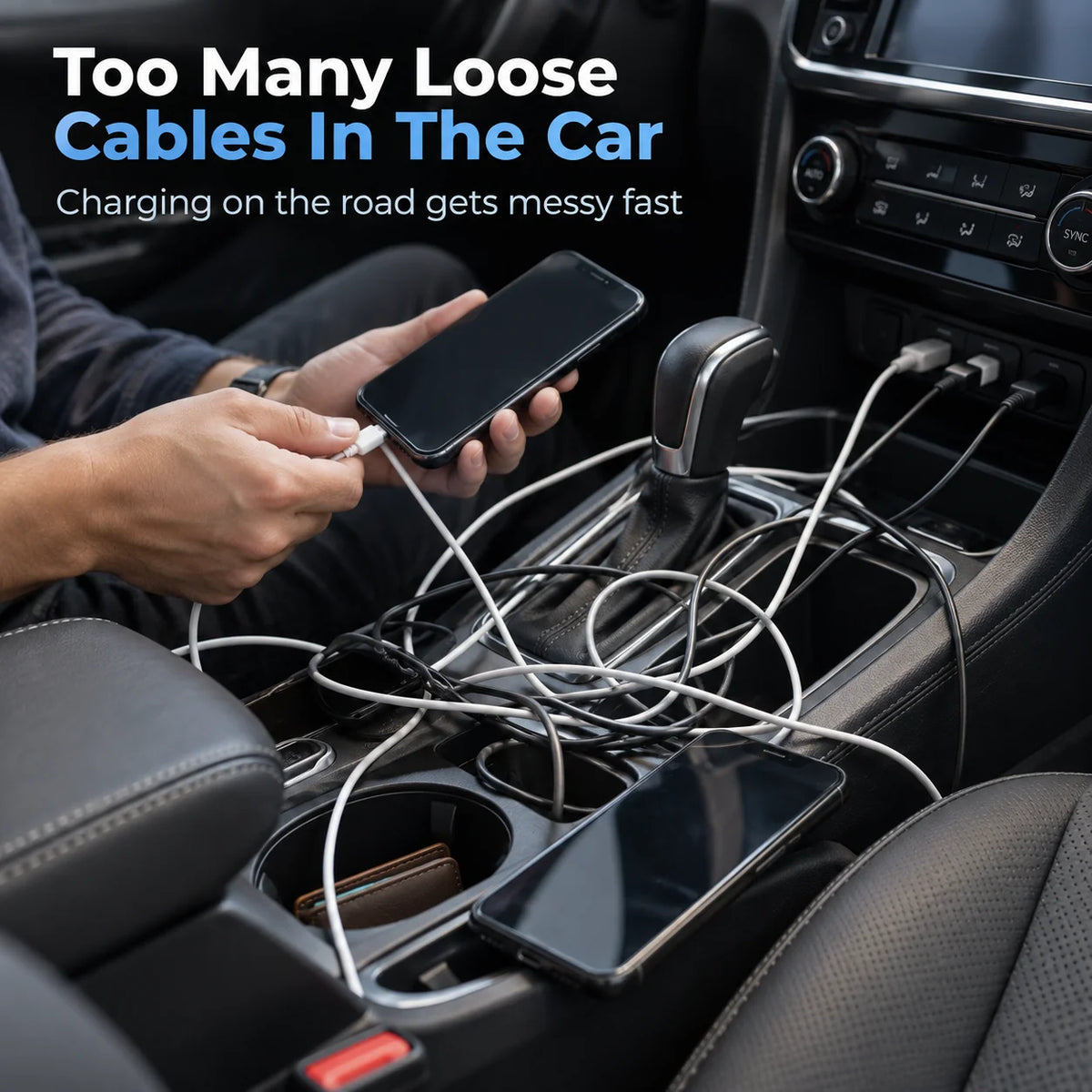 Car charging cable clutter problem