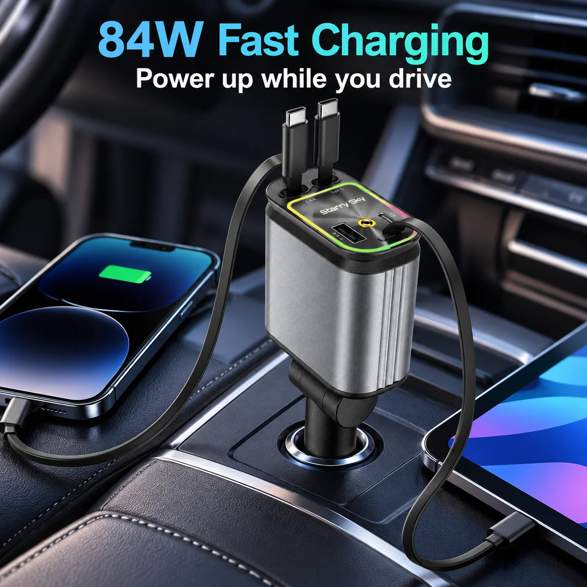 84W fast charging car charger