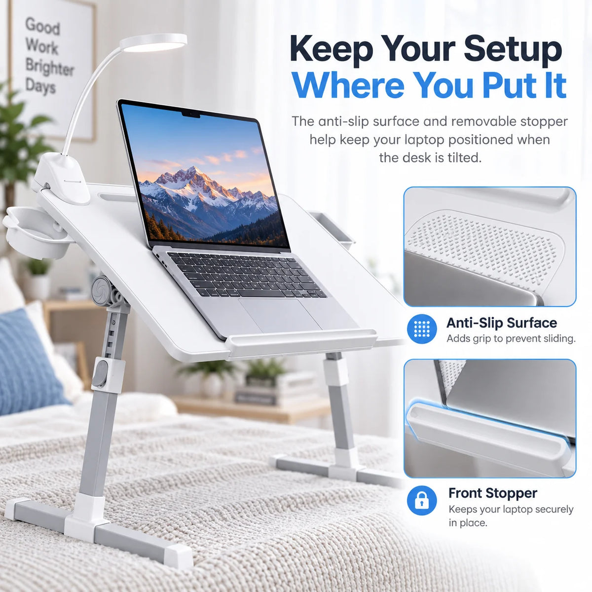 FlexDesk anti-slip and stopper benefit