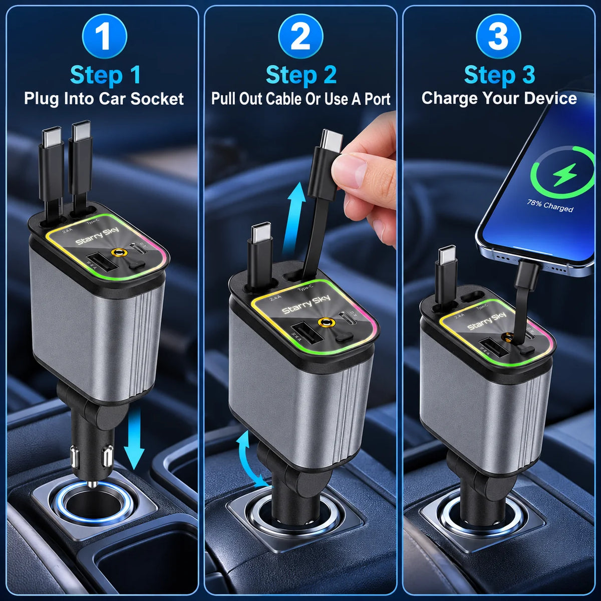 How to use retractable car charger