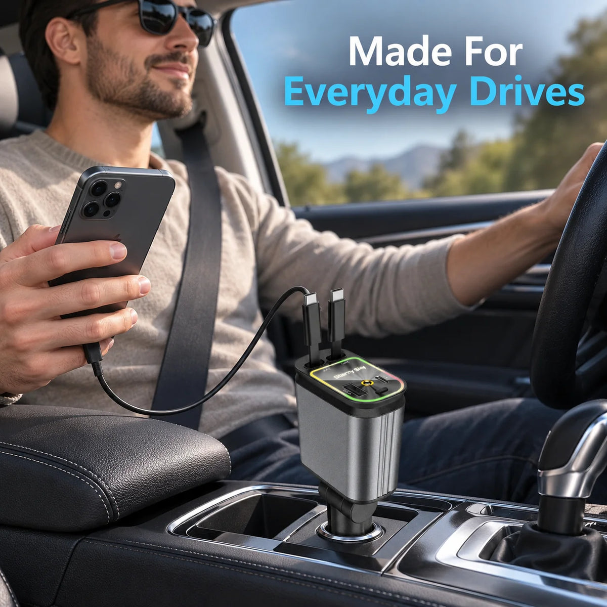 Retractable car charger for everyday drives
