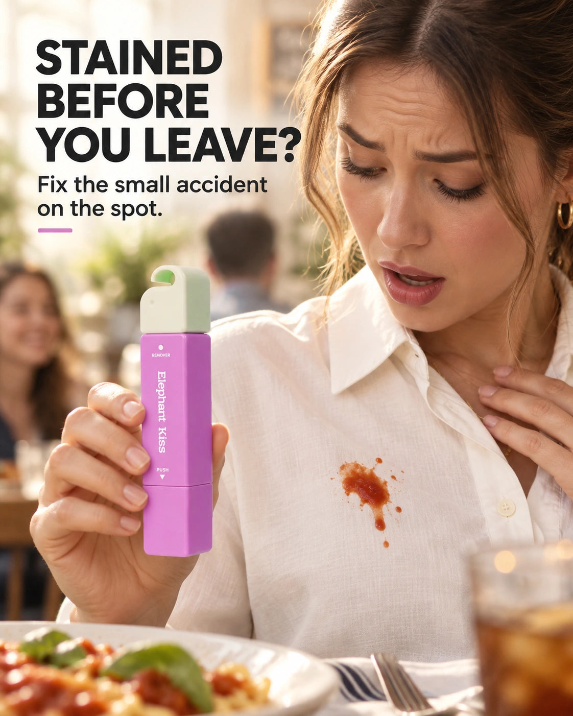 Elephant Kiss stain remover - stained before you leave