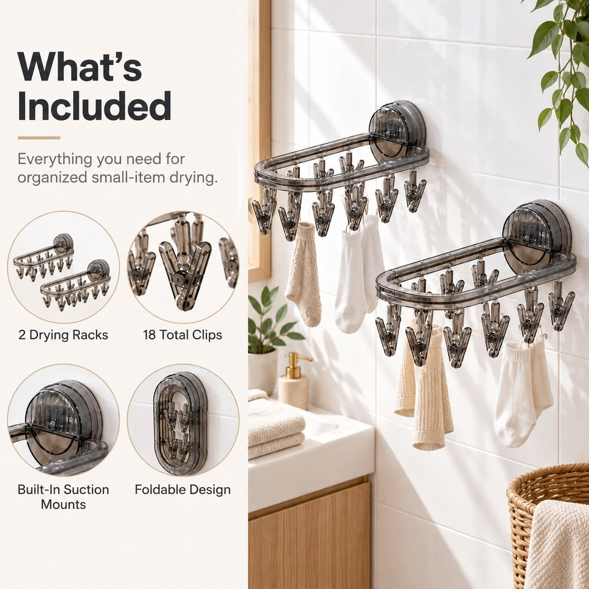 Foldable Clothes Drying Rack set contents